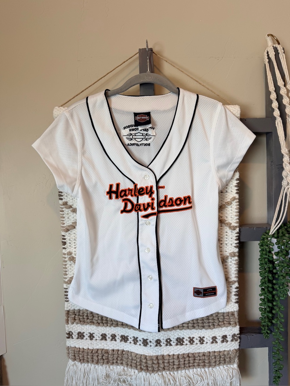 SOLD, don’t buy Harley-Davidson Shirt Womens M White Button Jersey V Neck Mesh
